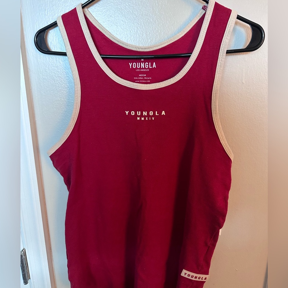 YoungLA Burgundy Tank Top with Cream Edges